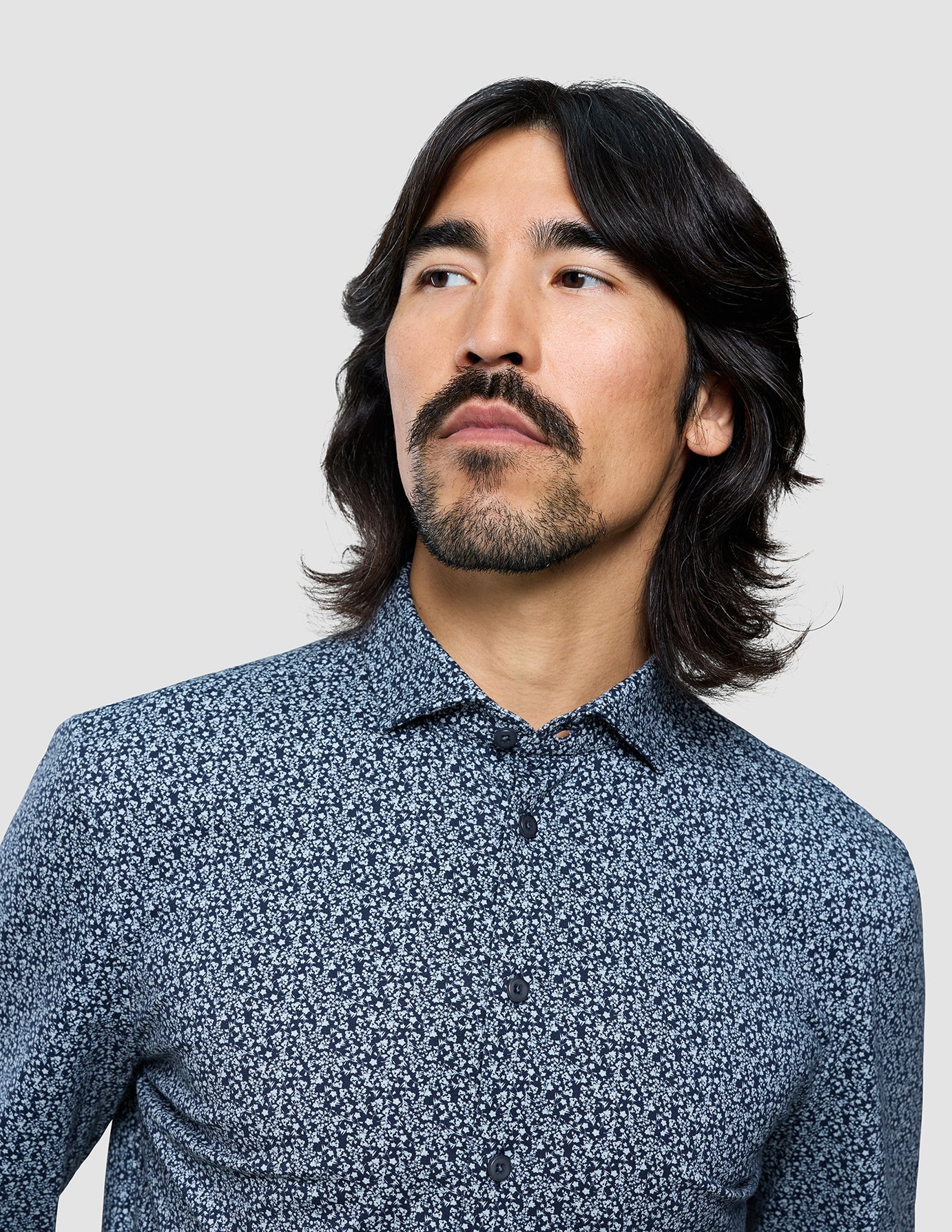 Classic Shirt Floral Allover Navy Slim